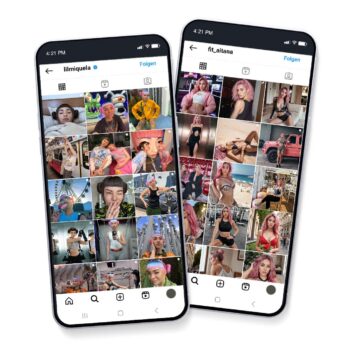 Zwei Smartphones zeigen jeweils den Instagram Feed von Influencern